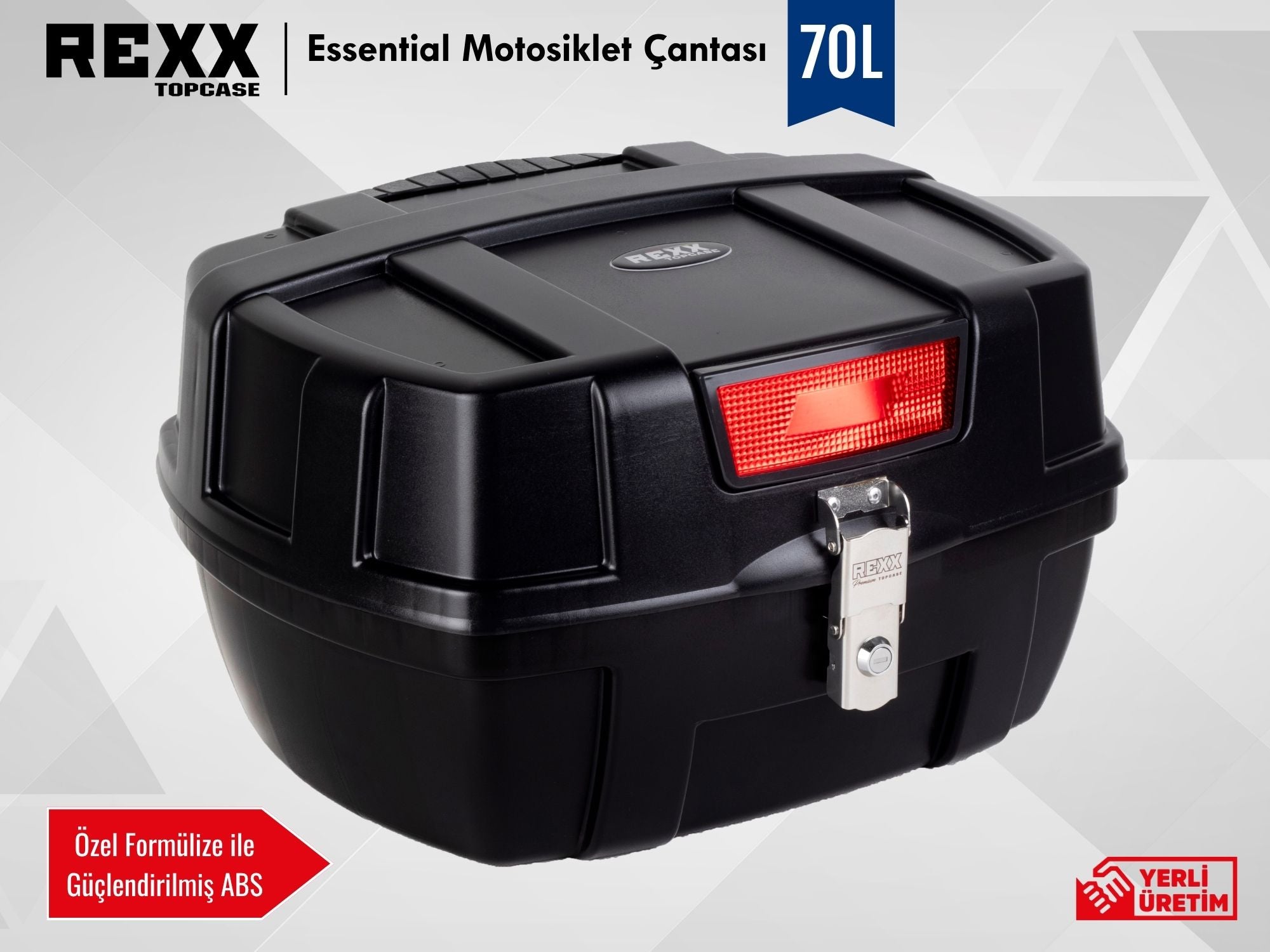 Rexx Topcase Essential – 70L | Güçlendirilmiş ABS Motosiklet Çantası | Universal