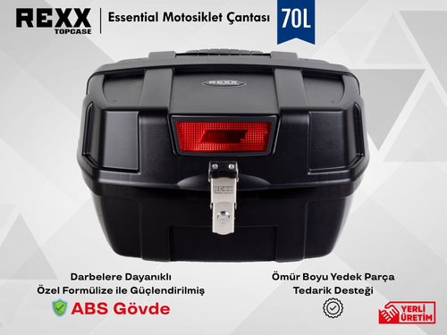 Rexx Topcase Essential – 70L | Güçlendirilmiş ABS Motosiklet Çantası | Universal