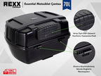 Rexx Topcase Essential – 70L | Güçlendirilmiş ABS Motosiklet Çantası | Universal