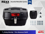 Rexx Topcase Essential – 70L | Güçlendirilmiş ABS Motosiklet Çantası | Universal