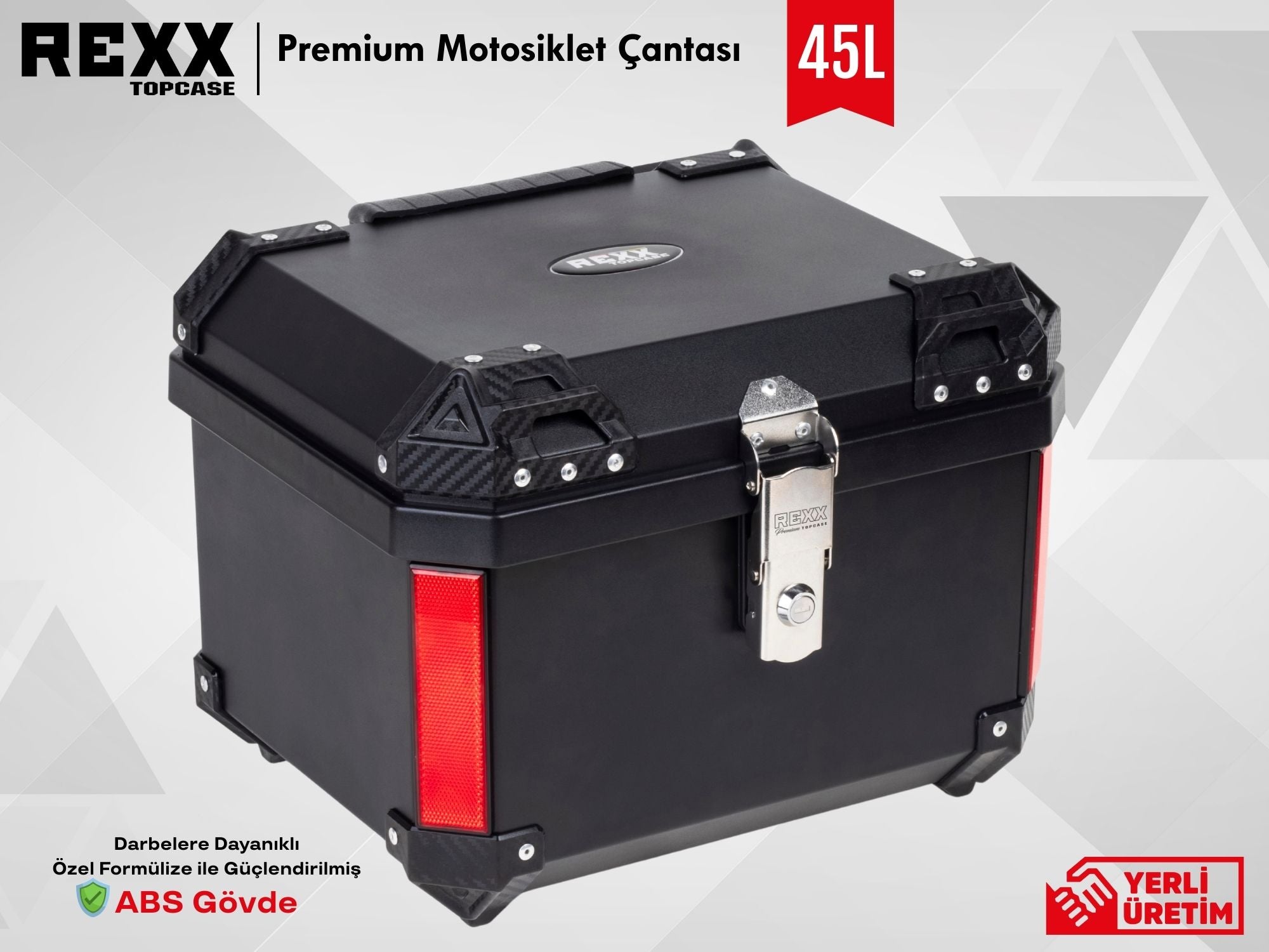 Rexx Topcase Premium – 45L | Güçlendirilmiş ABS Motosiklet Çantası | Universal