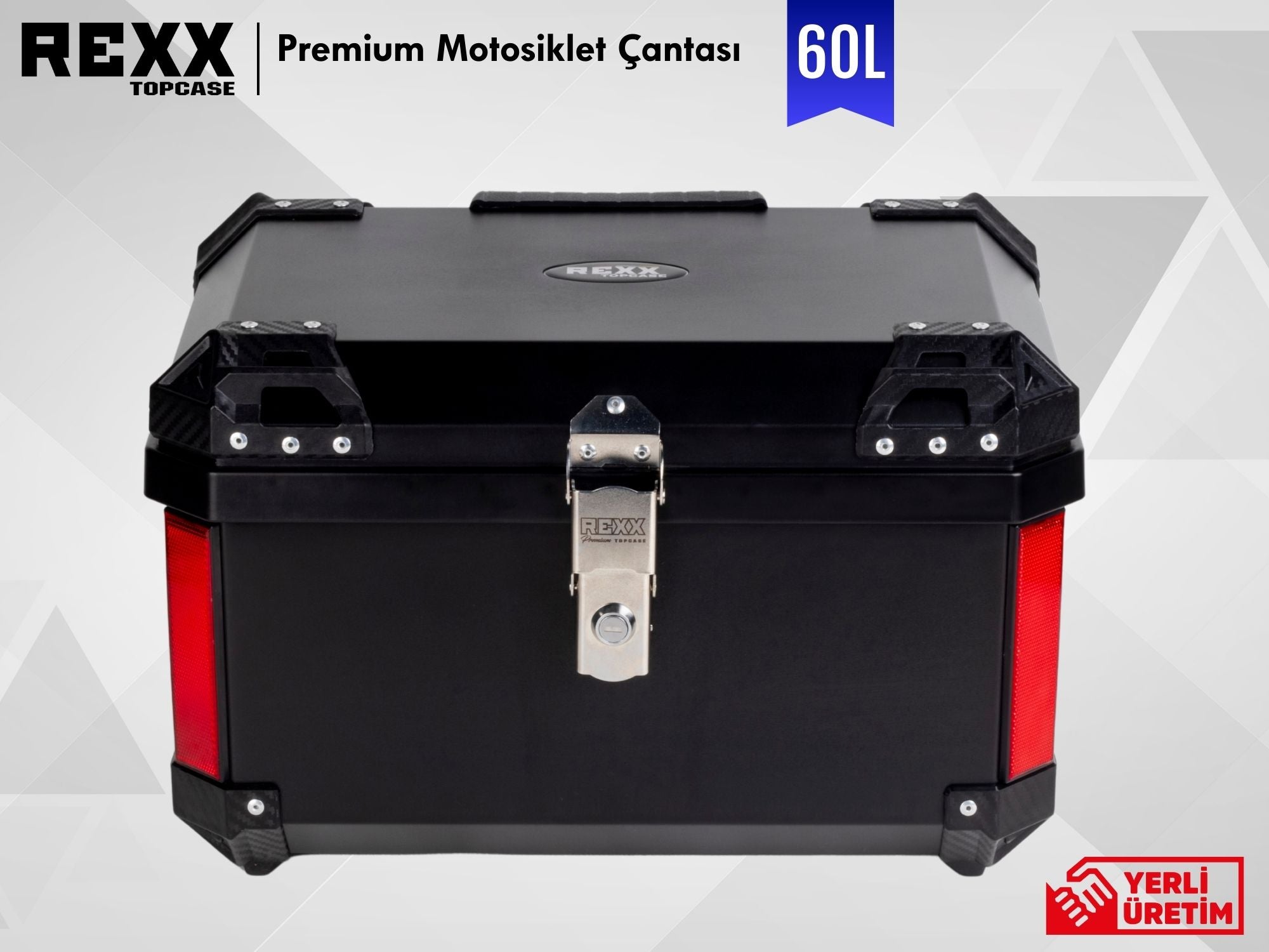 Rexx Topcase Premium – 60L | Güçlendirilmiş ABS Motosiklet Çantası | Universal