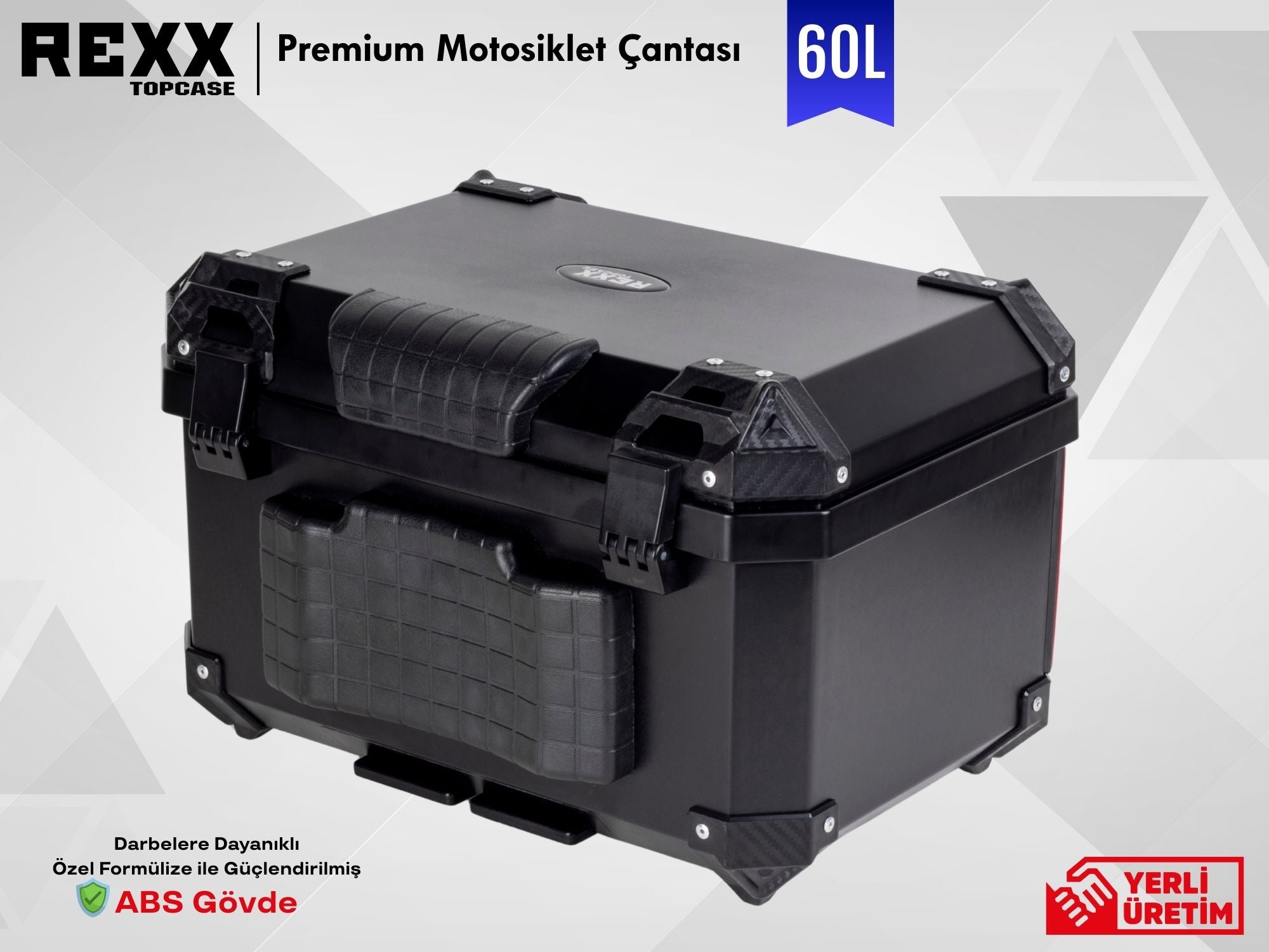 Rexx Topcase Premium – 60L | Güçlendirilmiş ABS Motosiklet Çantası | Universal