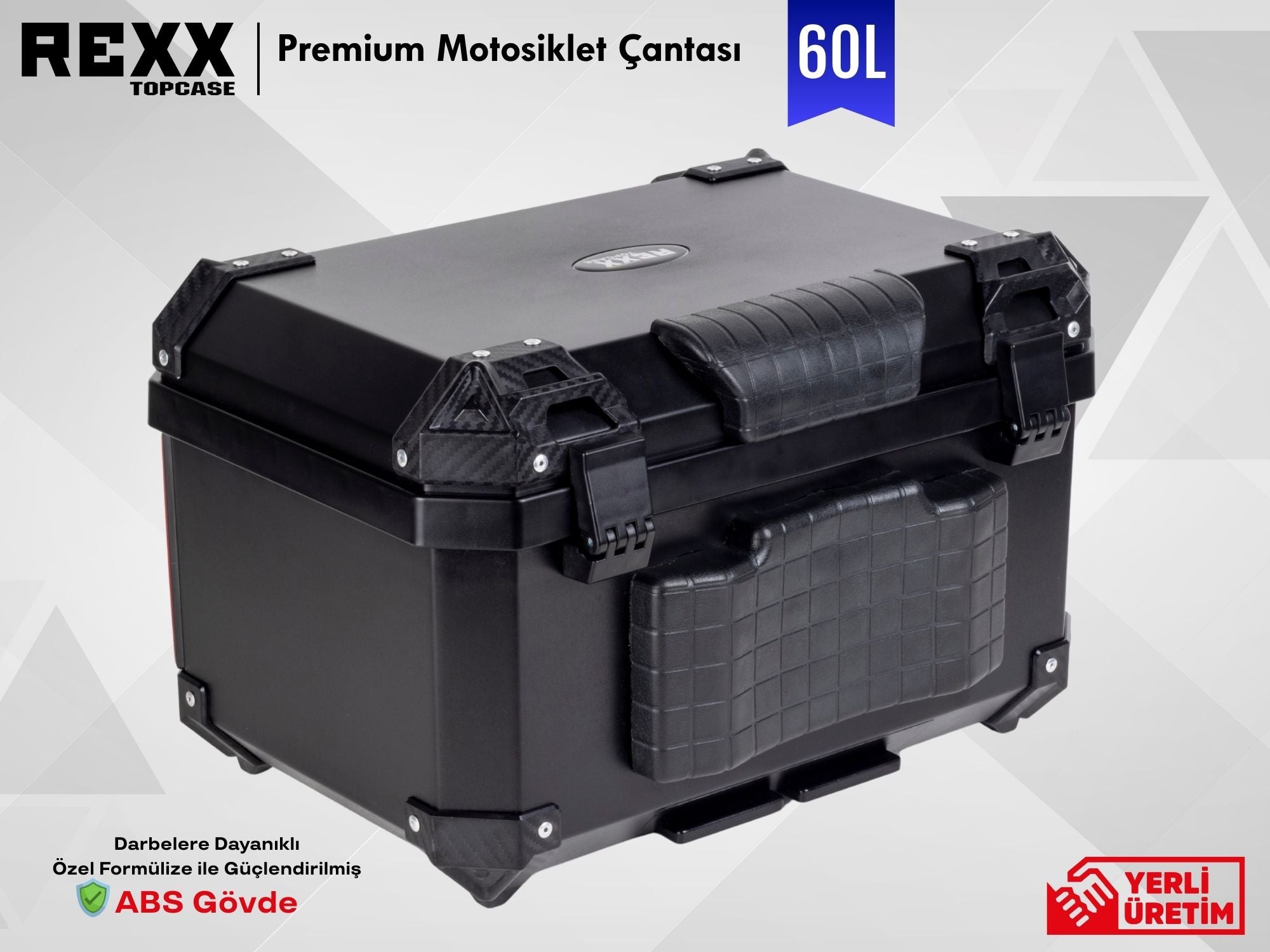 Rexx Topcase Premium – 60L | Güçlendirilmiş ABS Motosiklet Çantası | Universal