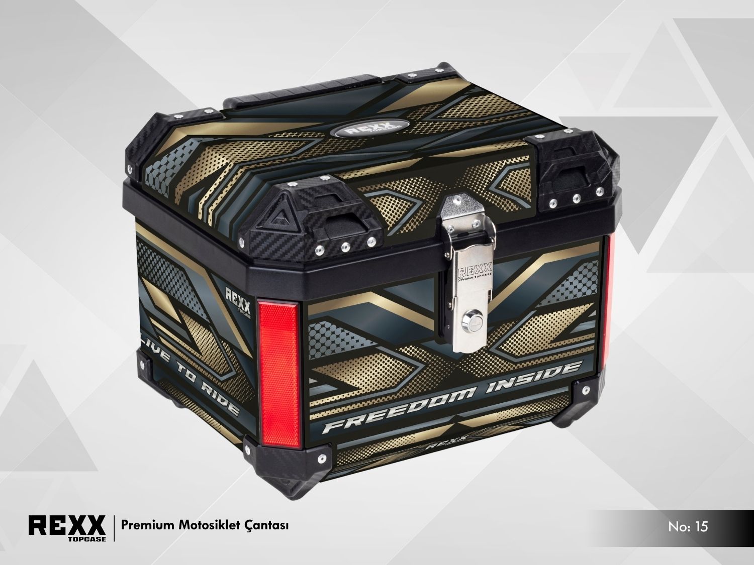 Rexx Topcase Premium – 45L | Güçlendirilmiş ABS Motosiklet Çantası | Universal