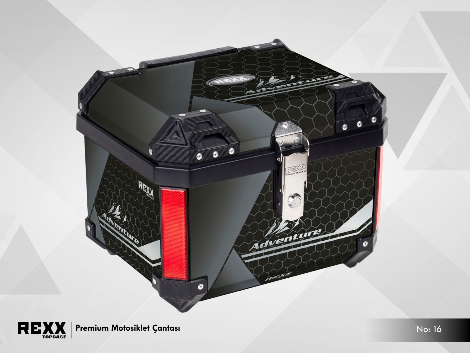 Rexx Topcase Premium – 45L | Güçlendirilmiş ABS Motosiklet Çantası | Universal
